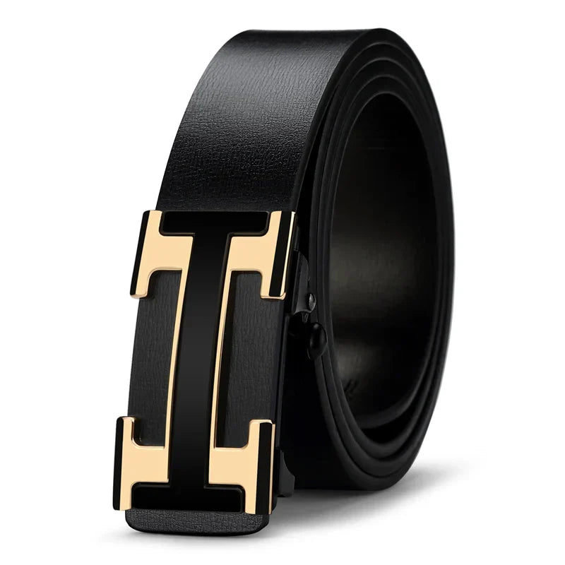 3.4cm Wide Automatic Metal Buckle Belt For Men