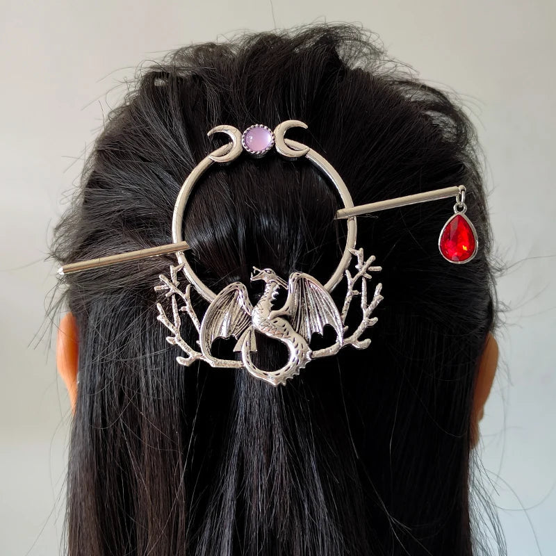Witch Woodland Goddess Crescent Moon Dragonfly Hairstick Fairy