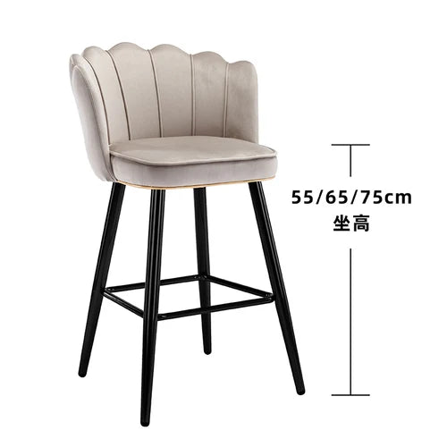 Leather High Bar Chair Modern Nordic Luxury Blue