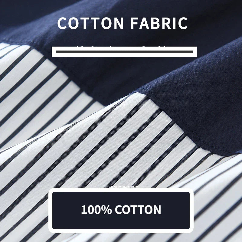 Summer New Striped Patchwork Shirt for Men Clothing