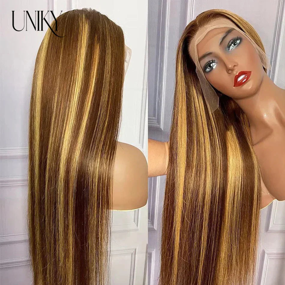 HD Highlight Wig Human Hair Brazilian Glueless Wig