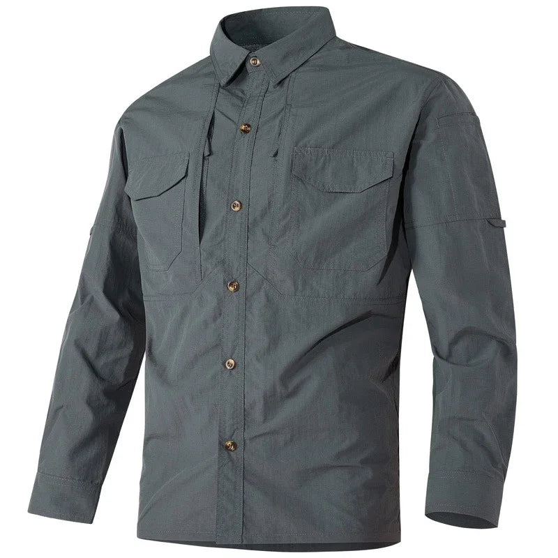 Mens Cargo Shirt Quick Drying Tactical Hiking Tops