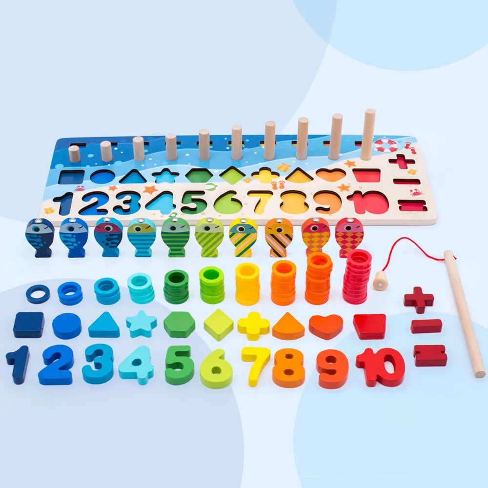 Kids Montessori Math Toys Toddlers Educational Wooden Puzzle