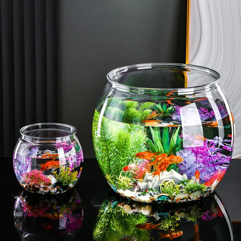Plastic Transparent Fish Tank Aquariums Goldfish Bowl Round