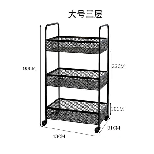 Food Trailer Trolley Rolling Cart Organizer Metal Vegetable