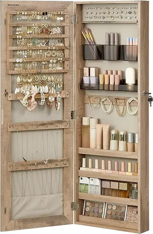 SONGMICS Mirror Jewelry Cabinet Armoire, Wall or Door