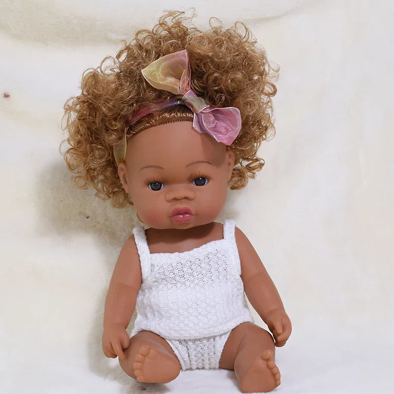 35cm Newborn Reborn African Doll Baby Simulation Soft