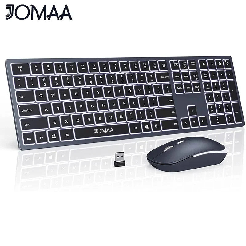 Jomaa Full-Size Backlight Wireless Keyboard and Mouse Combo