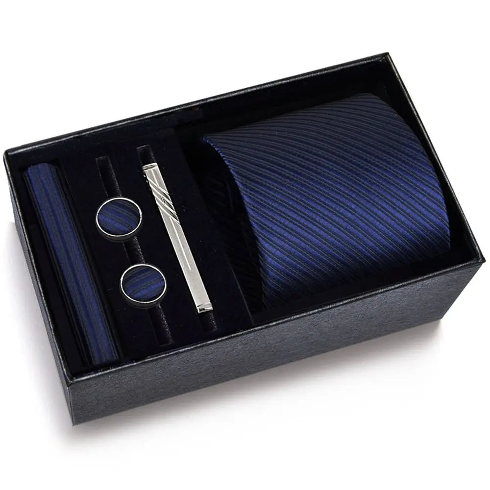 4PCSSet 8 cm Business Ties Handkerchief Cufflink Set