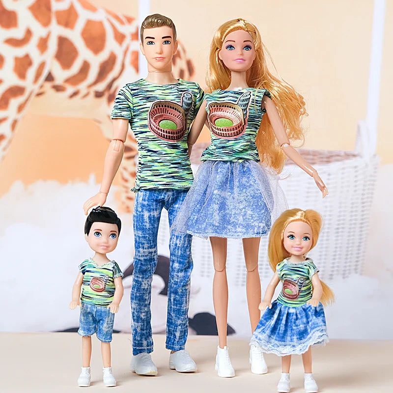 30cm Family Doll Movable Body Mom Dad Ken