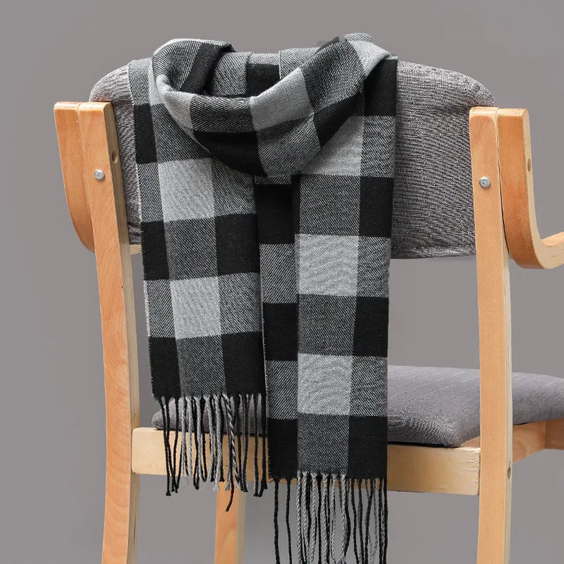 Luxury Brand Plaid Winter Men Scarf Warm Cashmere