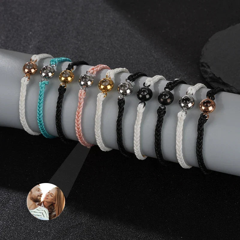 Projection Photo Bracelet in Gold Personalized Stainless Steel