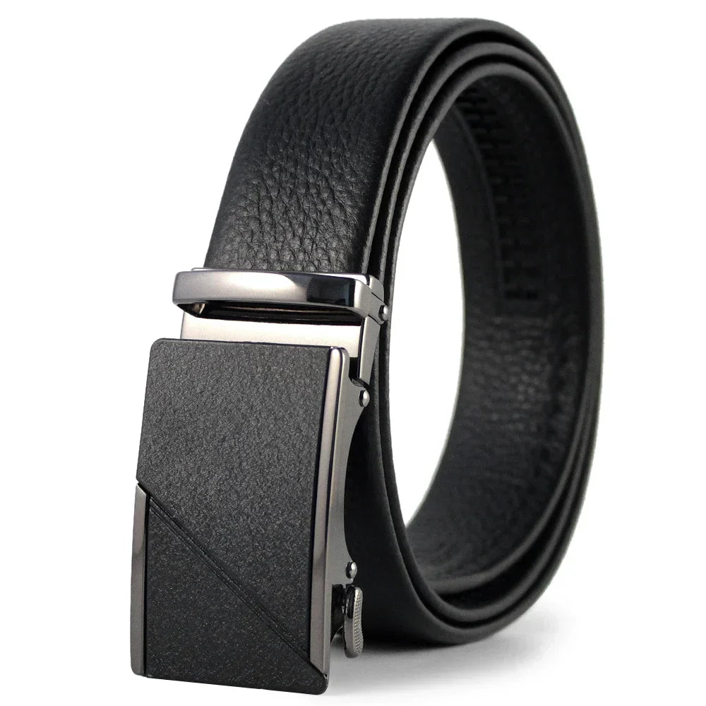 Men Belts Automatic Buckle Belt Genune Leather Authentic