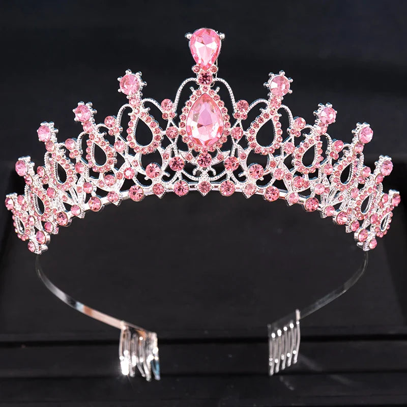 Pink Crystal Tiaras And Crowns Rhinestone Prom Diadem