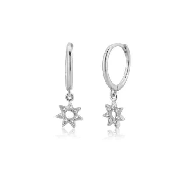 CCFJOYAS 925 Sterling Silver Lightning/Awl/Animal Pendant Hoop Earrings