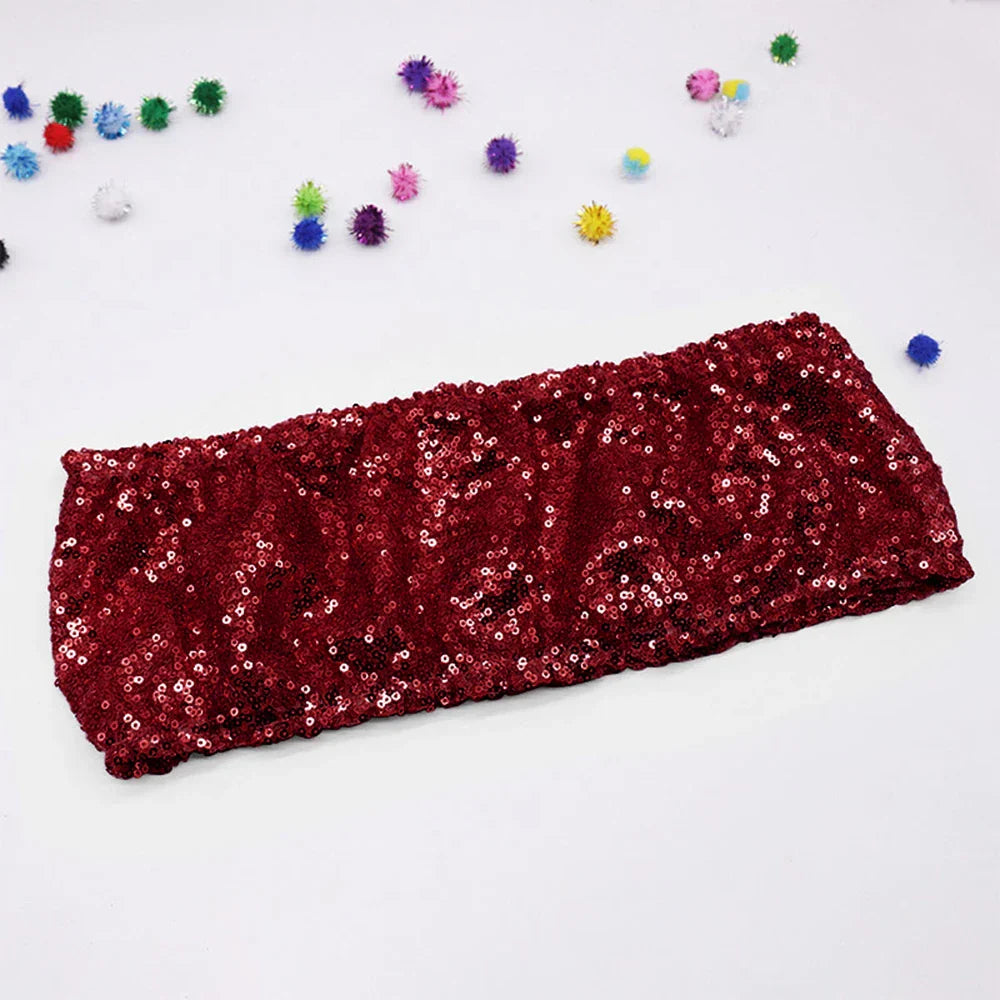 10/50pcs Gold Sequin Chair Sashes Sliver Party Chair