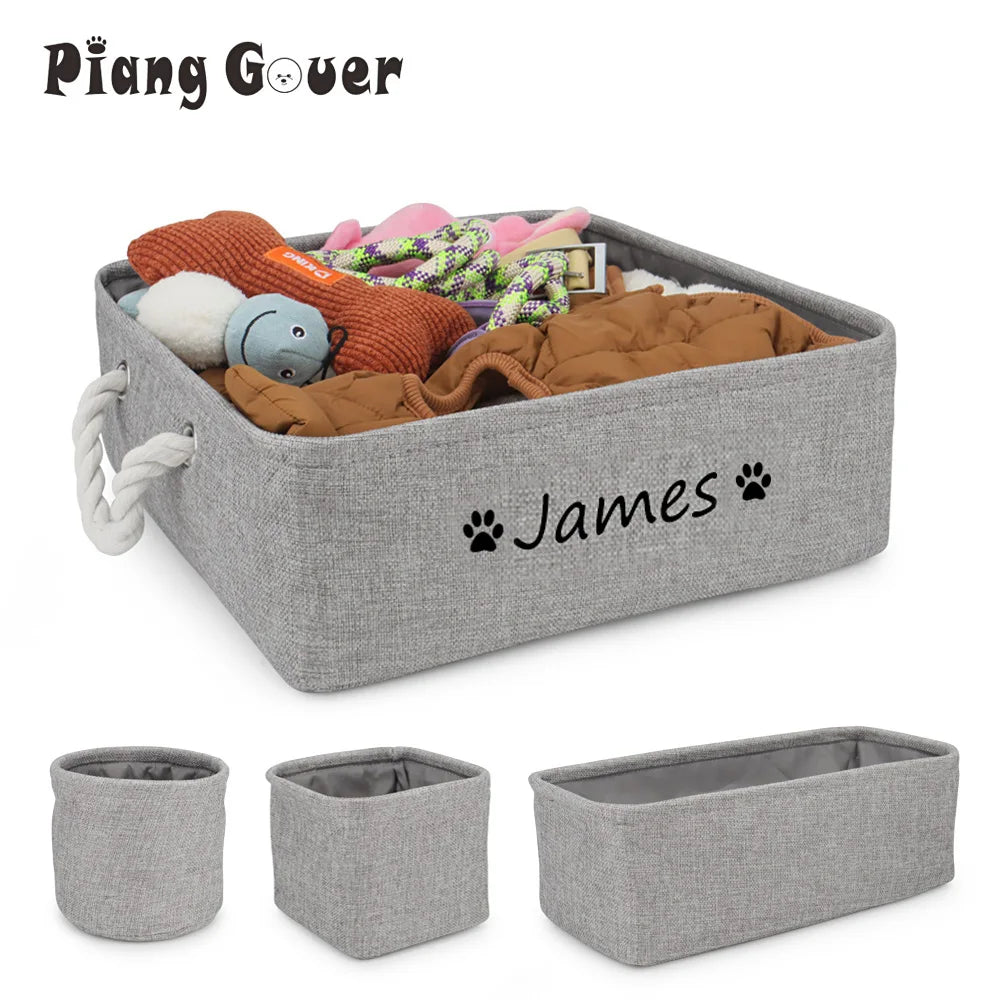 4pcs/set Customized Name Dog Clothes Storage Basket Pet