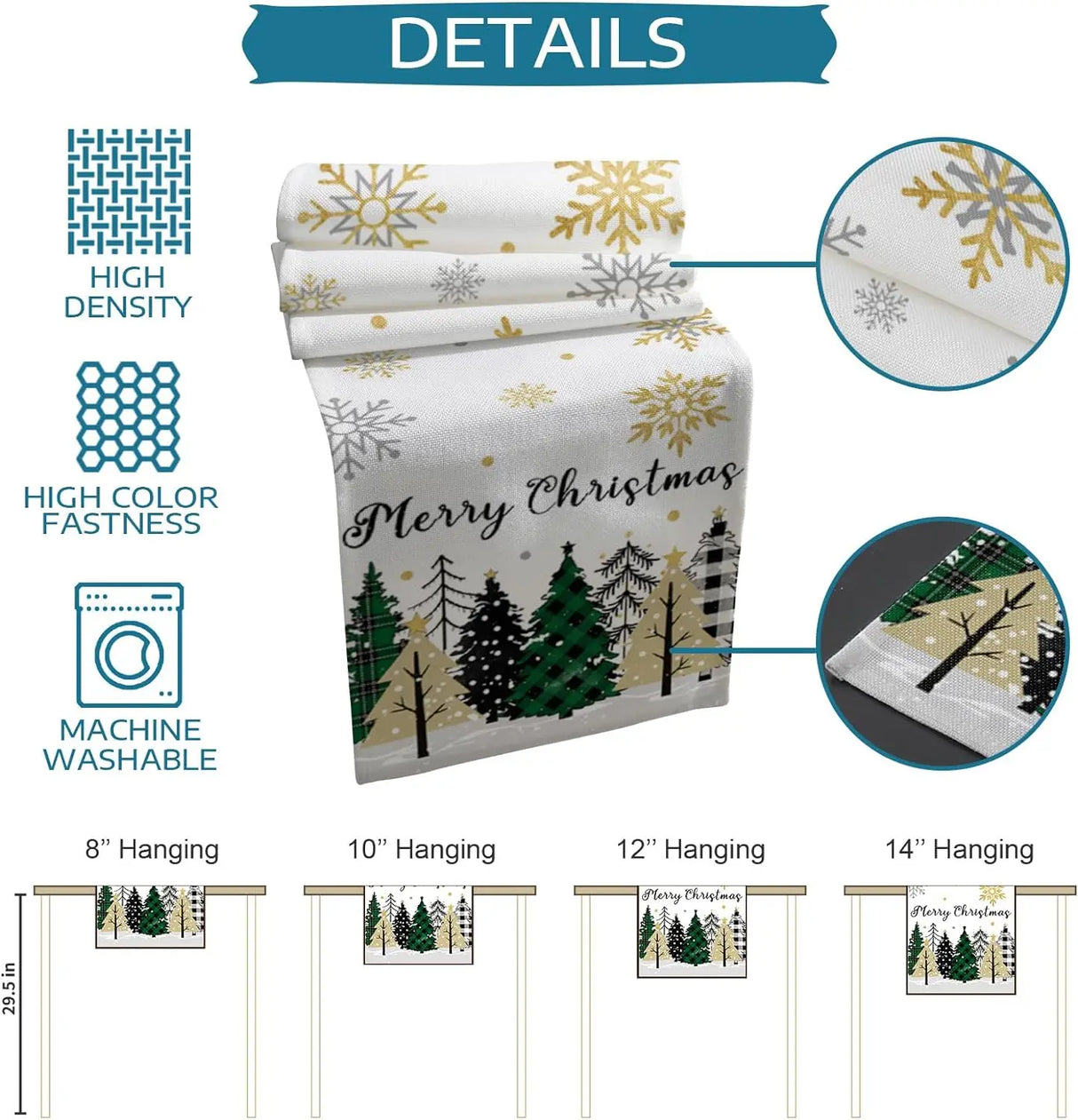 Christmas Snowflake Forest Linen Table Runners Dresser Scarves