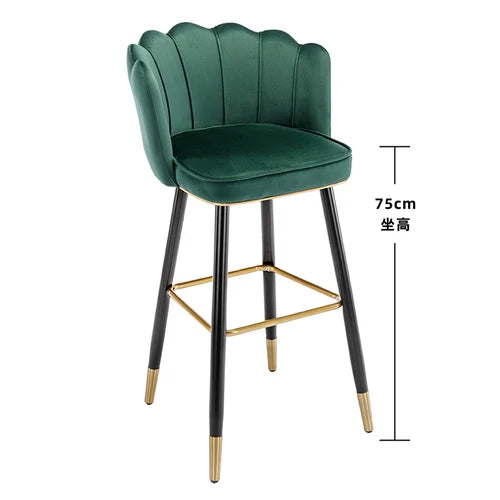 Leather High Bar Chair Modern Nordic Luxury Blue