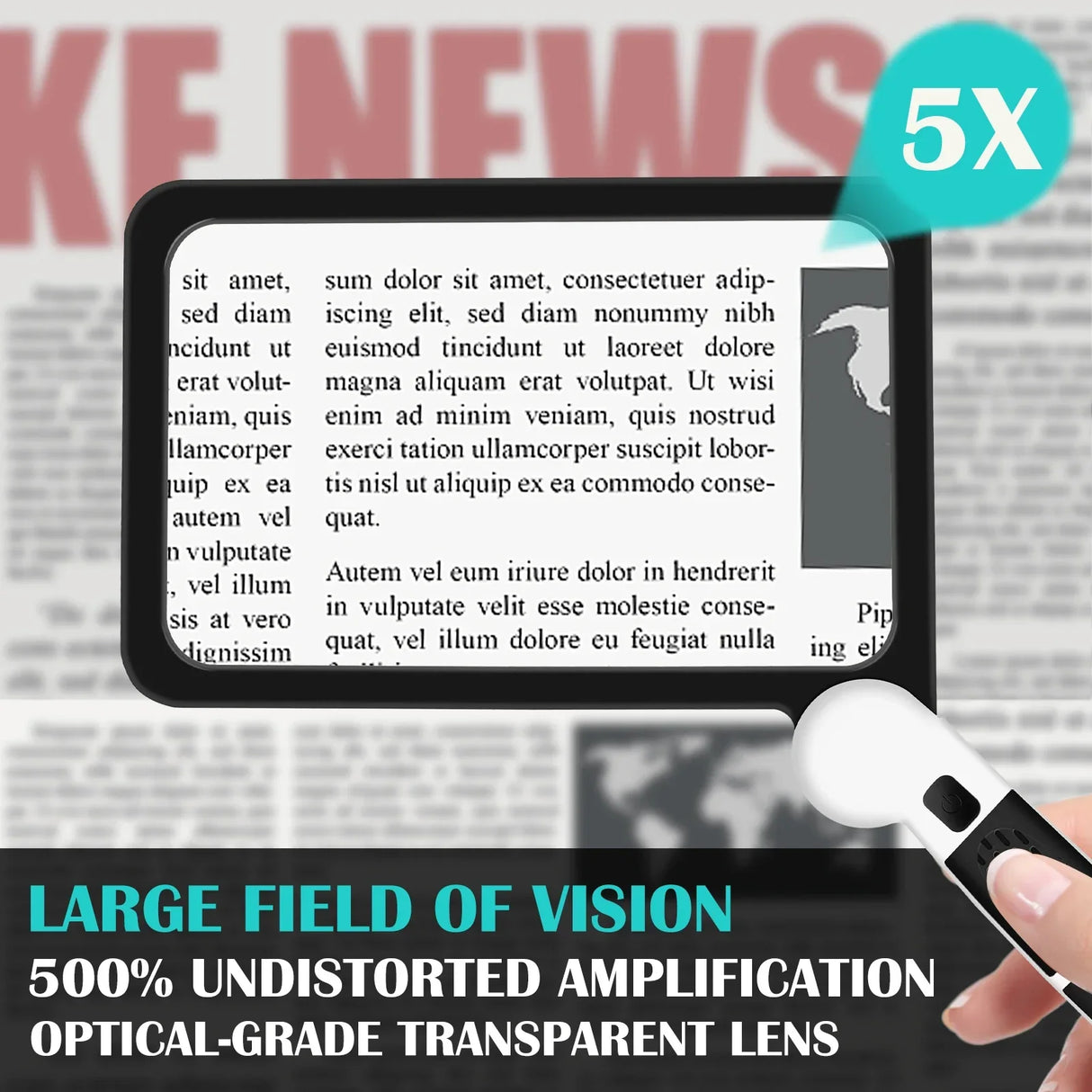 5X Magnifying Glass Seniors Handheld Reading Magnifier 48