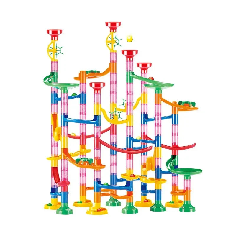 DIY Construction Marble Run Race Track Building Blocks