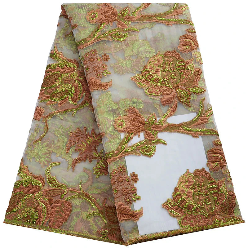 African Tulle Lace Fabric 2024 Satin Nigerian Brocade