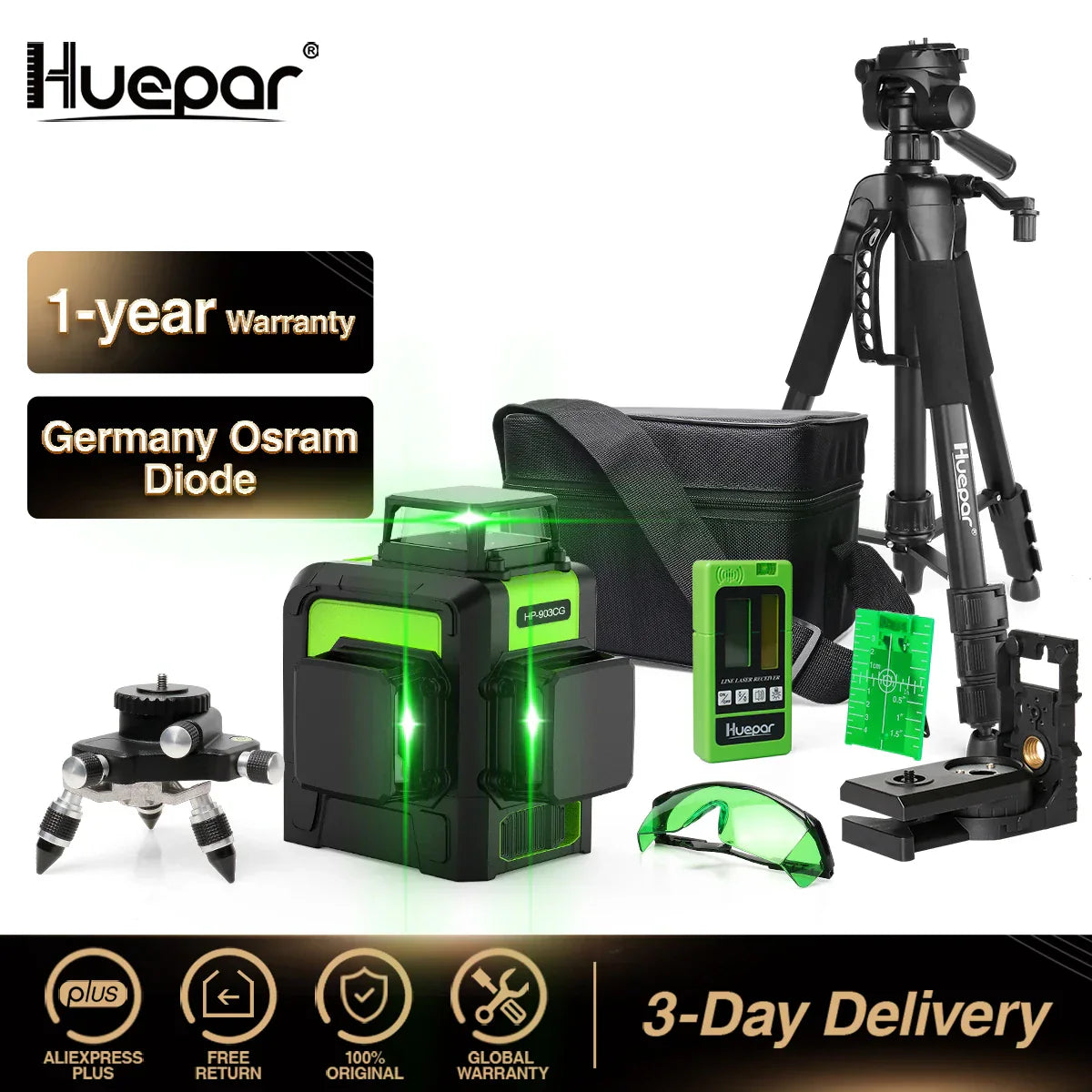 Huepar 12 Lines 3D Cross Line Laser Level