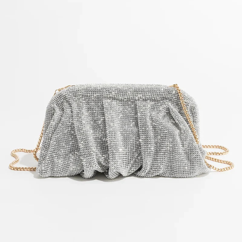 2023 Luxury Ruched Evening Clutch Bag Designer Diamonds