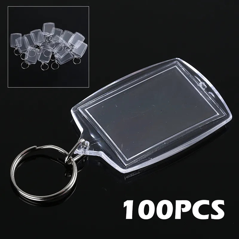 100pcs Keychain Acrylic Key Chain Key Ring Blank