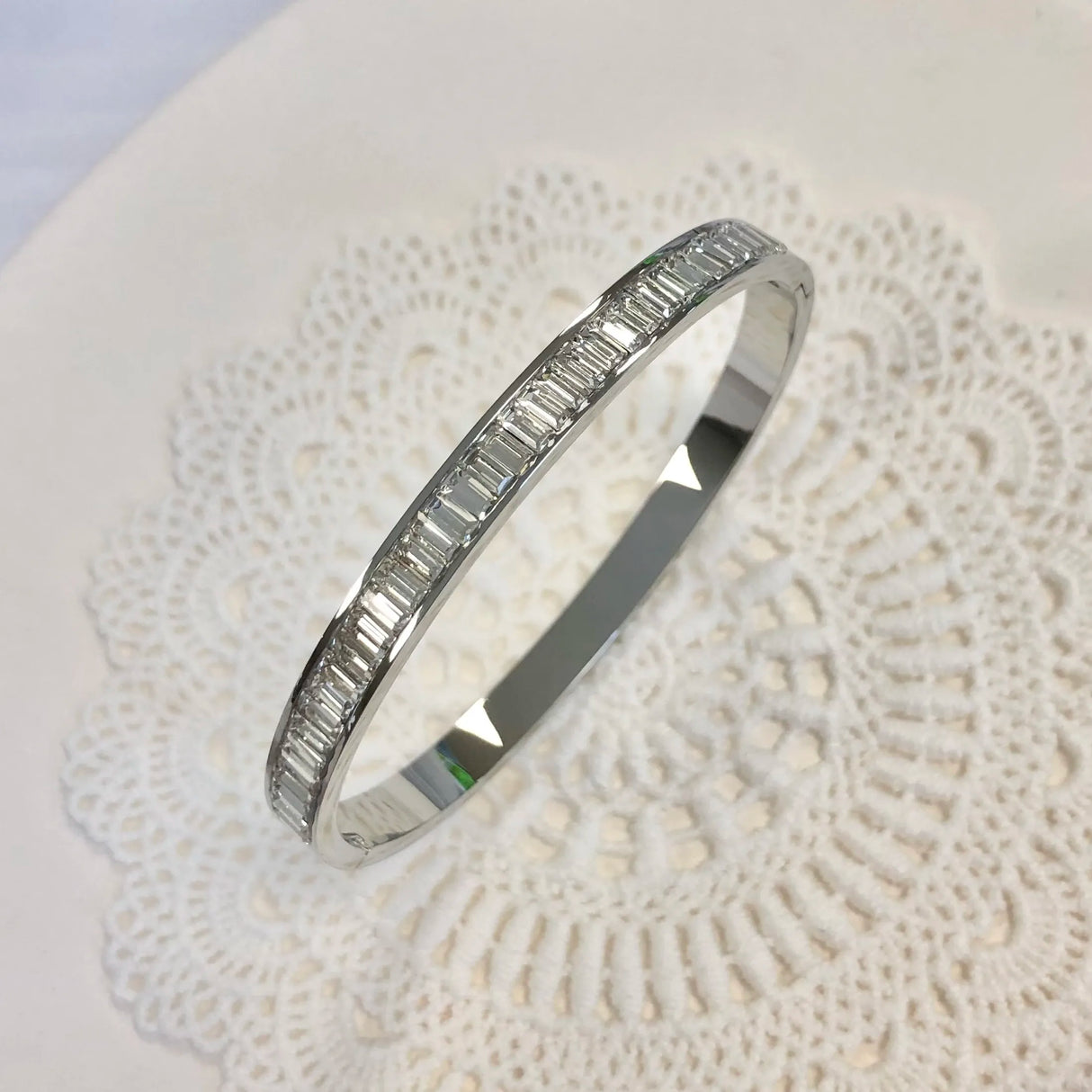 Waterproof Luxury Colorful Cubic Zirconia Bangles Stainless Steel