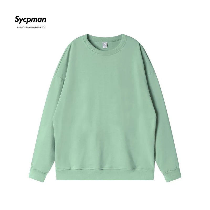 10.6oz 300gsm Cotton Pullover Sweater Men Solid Color
