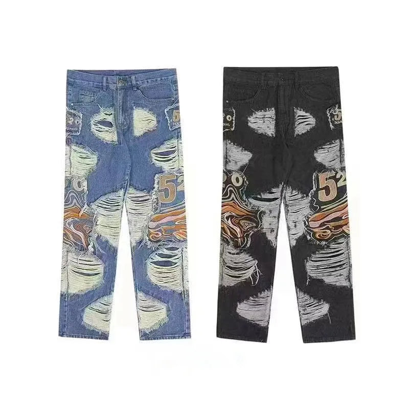 2023 Grunge Clothes Y2K Streetwear Baggy Ripped Stacked