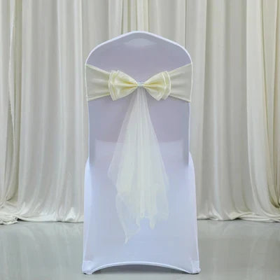 Spandex Lycra Chair Band Back Satin Bow Swag