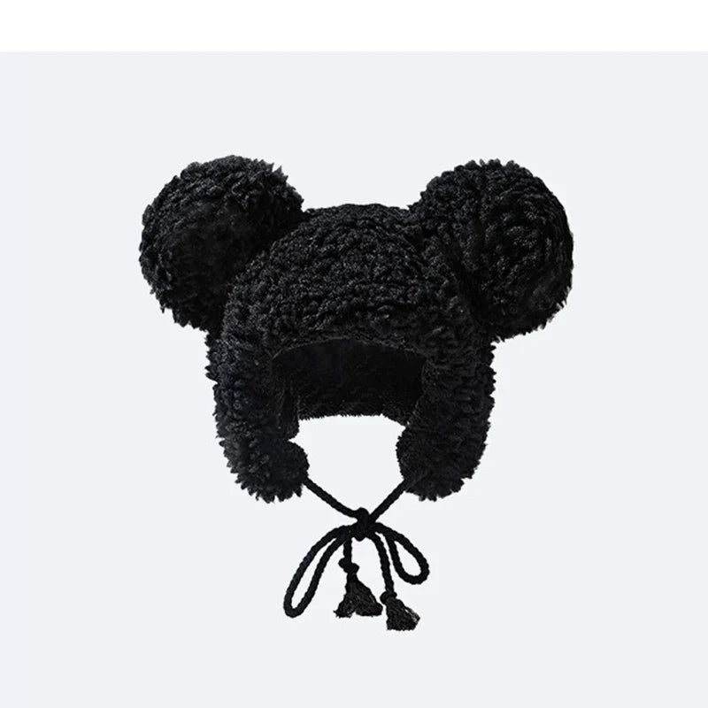 Autumn Winter Cute Pullover Earmuffs Warm Cap Bandage