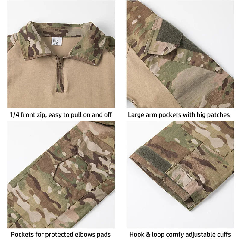 Men's Camouflage Tactical Shirt Long Sleeve Soldiers Army
