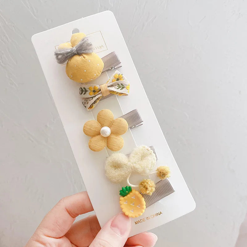 5pcs Set Cute Baby Girls Hairpins Bow Flower