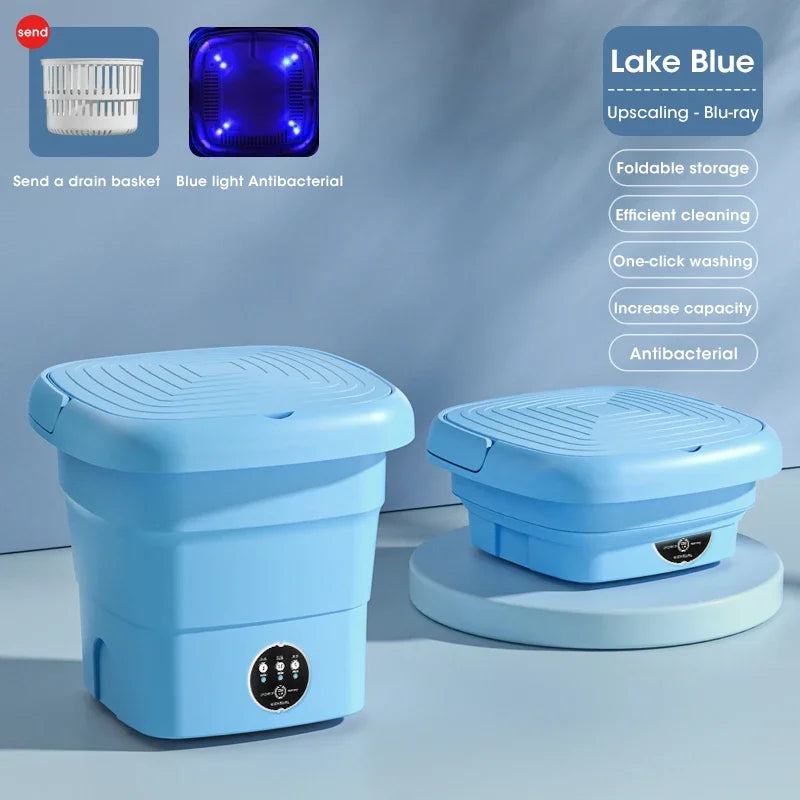 Portable Washing Machine Folding With Dryer Bucket Clothes