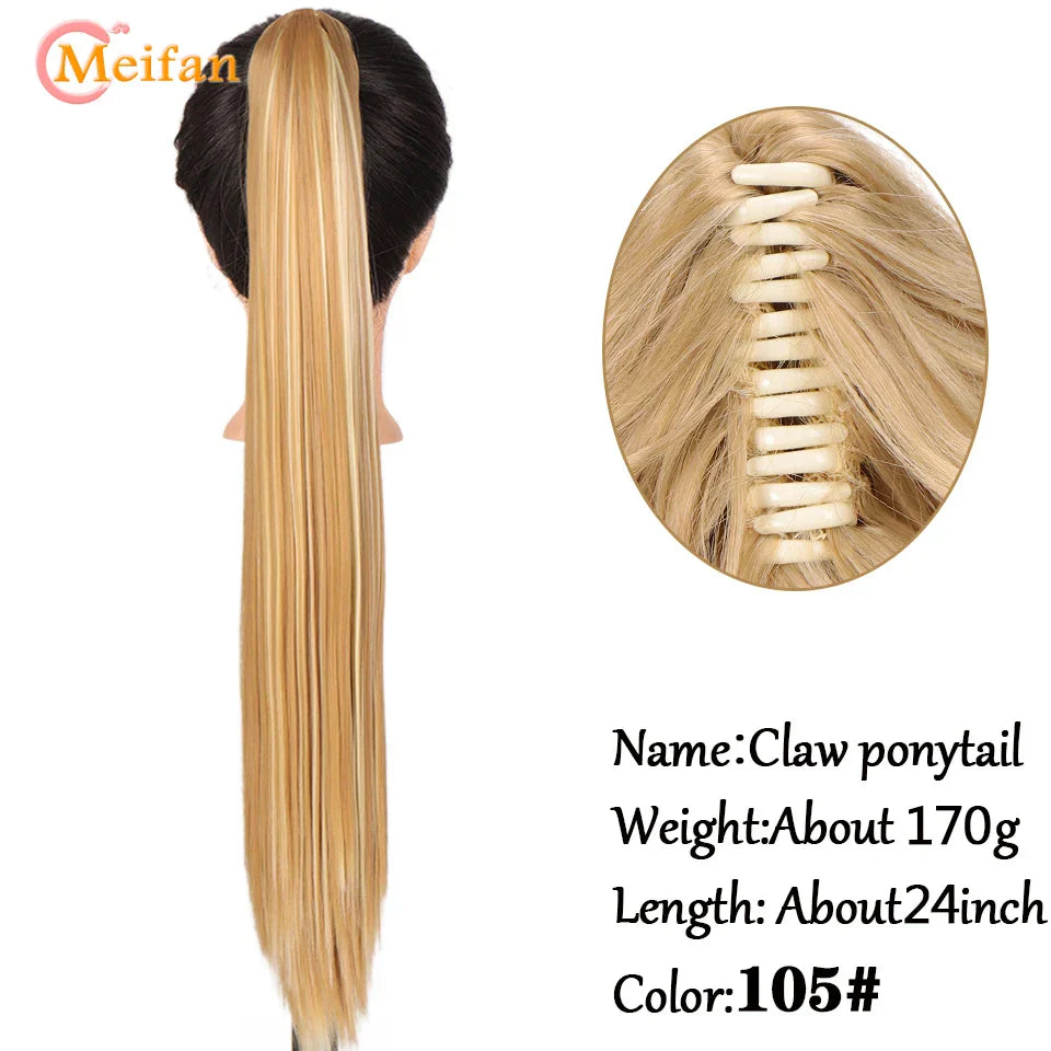 MEIFAN Long Synthetic Wavy Clip in Hair Ponytail