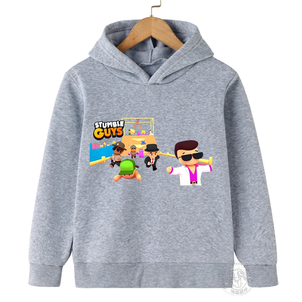 Kids Anime Stumble Guys Hooded Sweatshirts Long Sleeve
