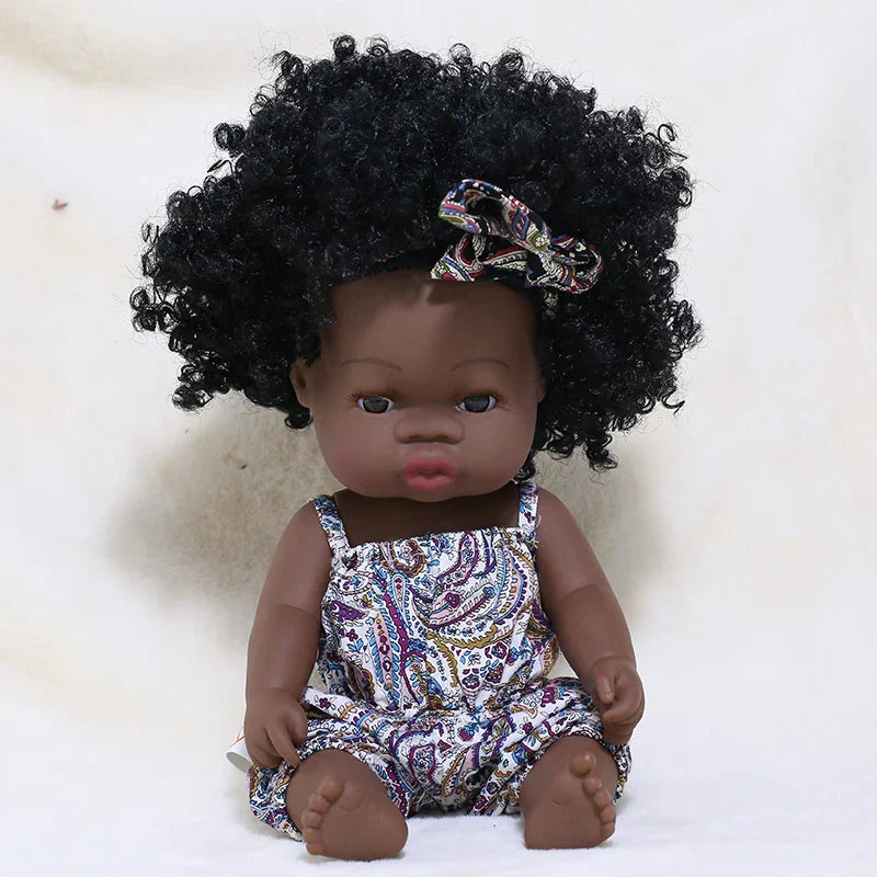 35cm Newborn Reborn African Doll Baby Simulation Soft