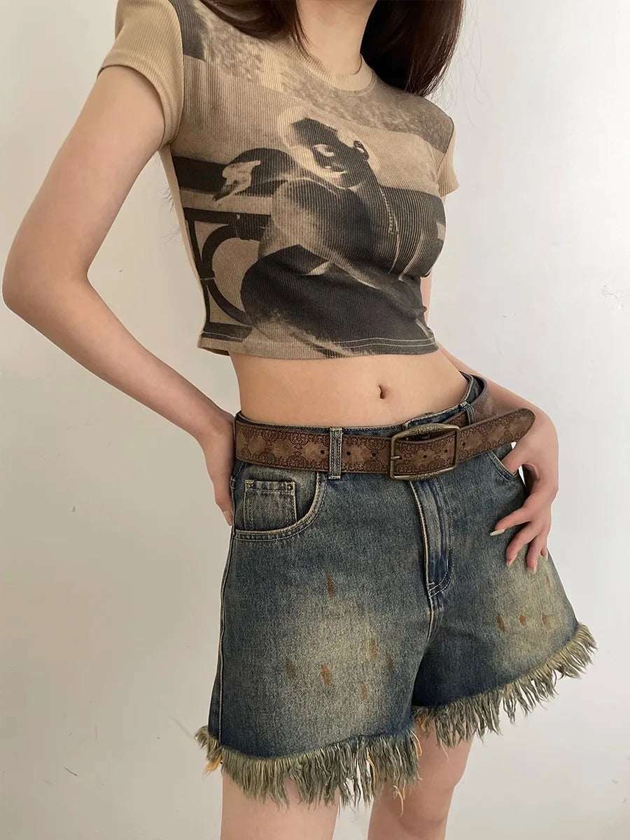Pattern Print Retro Y2K Belts For Women Luxury