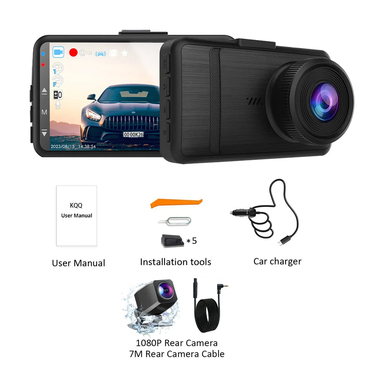 KQQ 4K Dash Camera for Car Ront and