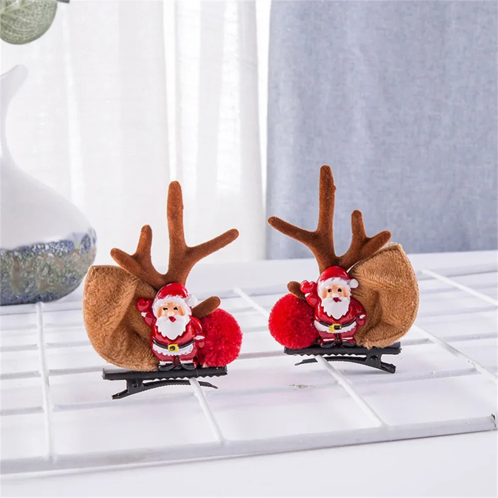2pcs Pack Cute Reindeer Ears Hair Clip Classic