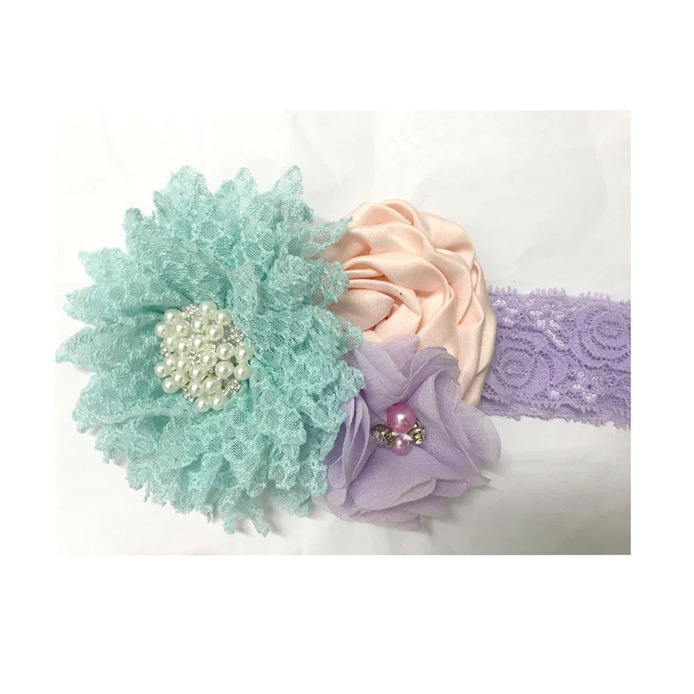 Baby girls Flower Headband Newborn Infant Pearl Flowers