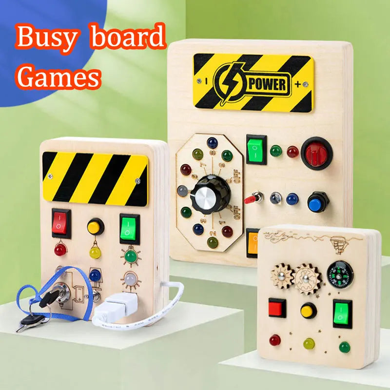 Children Busy Board Montessori Toys Wooden With Led