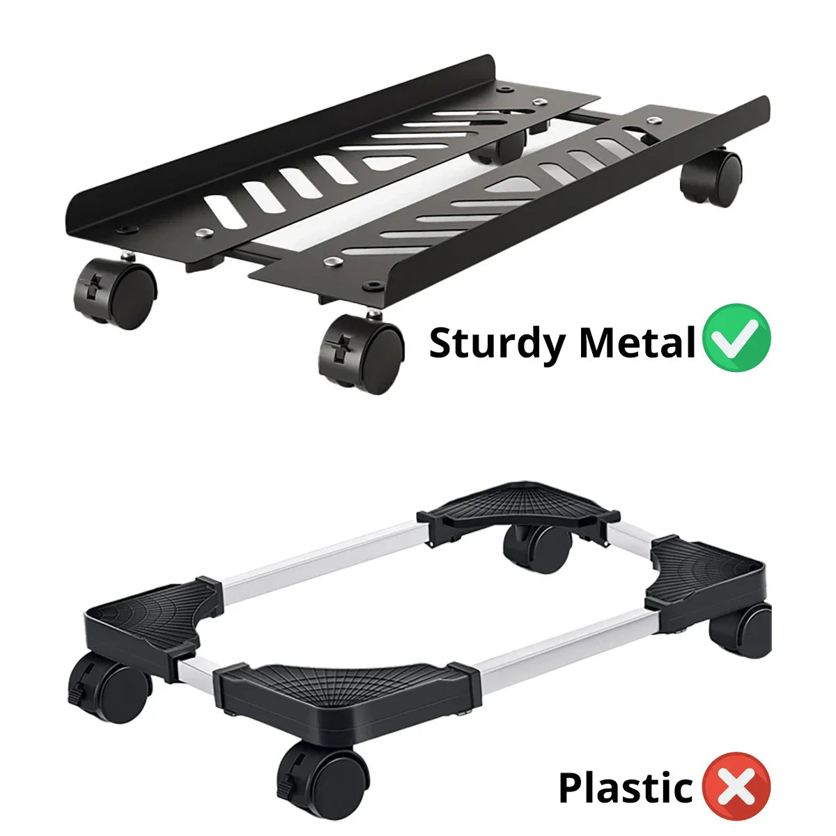Mobile Metal Computer Tower Stand Width Adjustable Gaming