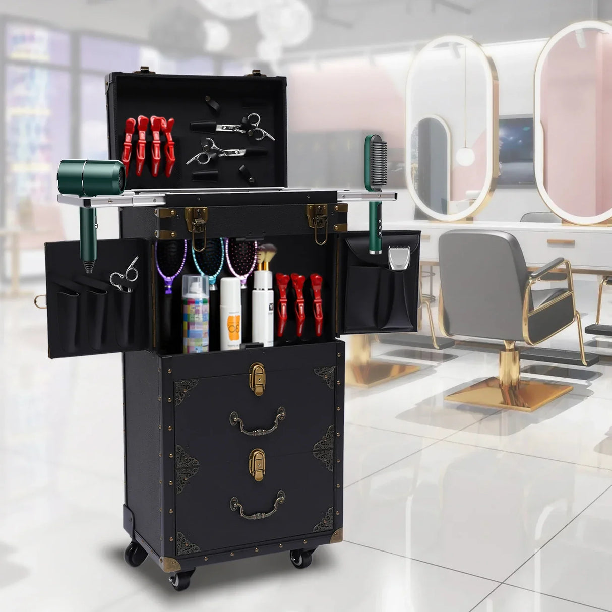 Rolling Lockable Makeup Hairdressing Trolley Stylist Beauty Salon
