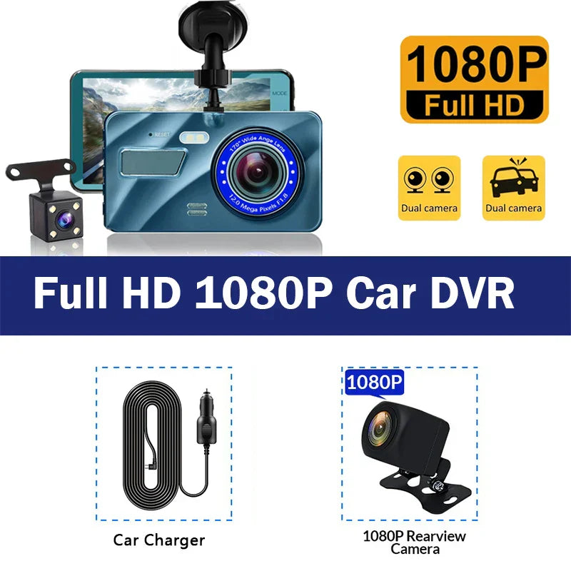 Car DVR 2 Cameras 4.0 Inches Dash Cam Car Video Recorder Auto Registrator Dvrs Dash Cam with Dual Ways Cameras car accessories