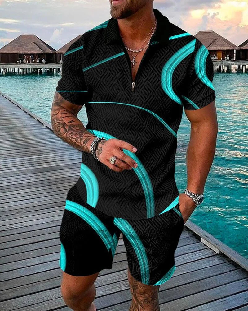 Summer Brand Tracksuit Solid Color Male Shorts Suit