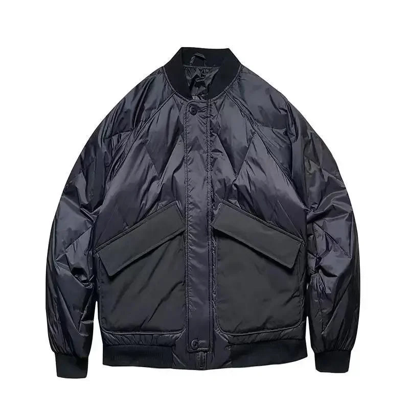 Winter Big Pocket Zipper Down Jacket Warm Vintage